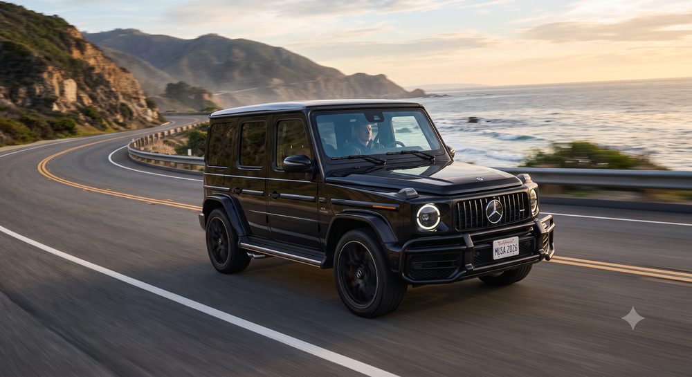 Mercedes G-Wagon on a coastal road