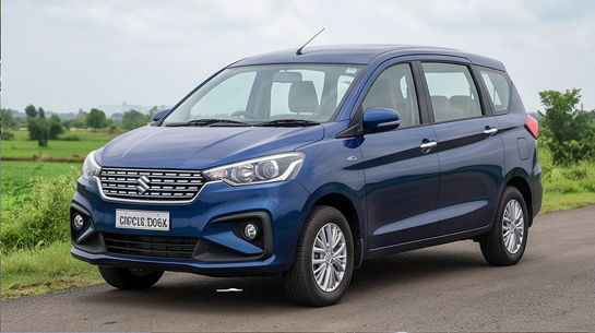 Maruti Ertiga SUV on a countryside road