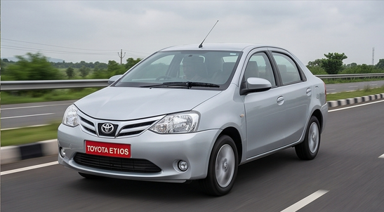 Toyota Etios sedan on a highway